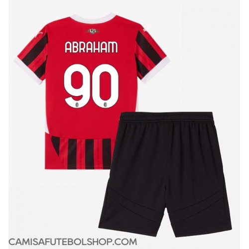 Camisa de time de futebol AC Milan Tammy Abraham #90 Replicas 1º Equipamento Infantil 2024-25 Manga Curta (+ Calças curtas)